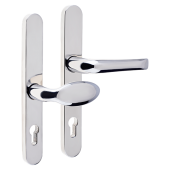 L24930 - MILA Polished Stainless Steel Espagnolette Handles - 92&sol;62mm Centres - 210mm Screw Centres - 240mm Backplate