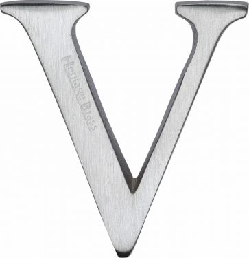 Click Here To Enlarge This Photo Of C1565 2 V-SC Heritage Brass Alphabet V Pin Fix 51mm &lpar;2"&rpar; Satin Chrome Finish
