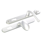 L25740 - Fab & Fix White Espagnolette Handles - 92&sol;62mm Centres - 211mm Screw Centres - 243mm Backplate