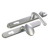 L25742 - Fab & Fix Satin Chrome Espagnolette Handles - 92&sol;62mm Centres - 211mm Screw Centres - 243mm Backplate