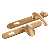 L25743 - Fab & Fix Gold Espagnolette Handles - 92&sol;62mm Centres - 211mm Screw Centres - 243mm Backplate