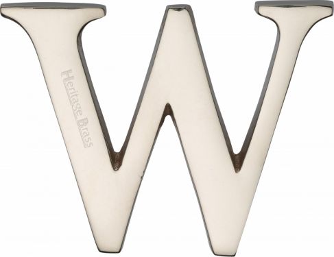 Click Here To Enlarge This Photo Of C1565 2 W-PNF Heritage Brass Alphabet W Pin Fix 51mm &lpar;2"&rpar; Polished Nickel Finish