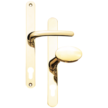 Click Here To Enlarge This Photo Of L29816 - Fab & Fix Polished Brass Espagnolette Handles - 92&sol;62mm Centres - 240mm Screw Centres - 270mm Backplate