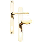 L29816 - Fab & Fix Polished Brass Espagnolette Handles - 92&sol;62mm Centres - 240mm Screw Centres - 270mm Backplate