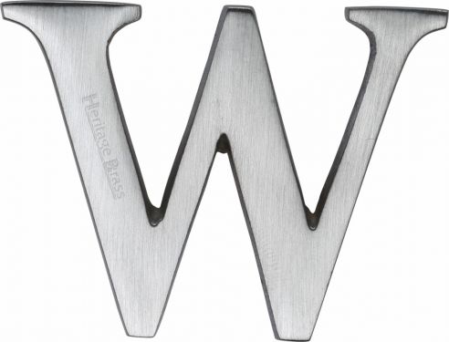 Click Here To Enlarge This Photo Of C1565 2 W-SC Heritage Brass Alphabet W Pin Fix 51mm &lpar;2"&rpar; Satin Chrome Finish