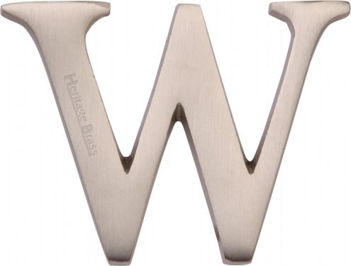 Click Here To Enlarge This Photo Of C1565 2 W-SN Heritage Brass Alphabet W Pin Fix 51mm &lpar;2"&rpar; Satin Nickel Finish