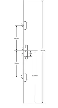 Click Here To Enlarge This Photo Of L24901 - GU Latch & Deadbolt Single Spindle Multipoint Lock - 2 Hook - 45&sol;92 - 16mm Faceplate &lpar;6-32486-02-0-1&rpar;