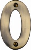 C1566 0-AT Heritage Brass Numeral 0 Face Fix 76mm &lpar;3"&rpar; Antique Brass Finish