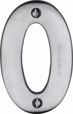 Click Here To Enlarge This Photo Of C1566 0-SC Heritage Brass Numeral 0 Face Fix 76mm &lpar;3"&rpar; Satin Chrome Finish