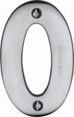 C1566 0-SC Heritage Brass Numeral 0 Face Fix 76mm &lpar;3"&rpar; Satin Chrome Finish