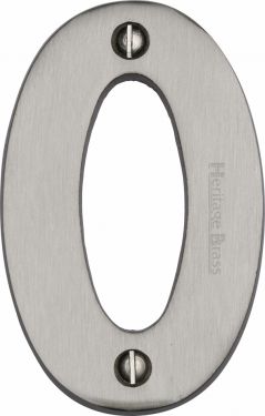 Click Here To Enlarge This Photo Of C1566 0-SN Heritage Brass Numeral 0 Face Fix 76mm &lpar;3"&rpar; Satin Nickel Finish