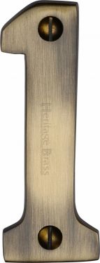 Click Here To Enlarge This Photo Of C1566 1-AT Heritage Brass Numeral 1 Face Fix 76mm &lpar;3"&rpar; Antique Brass Finish