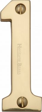 Click Here To Enlarge This Photo Of C1566 1-PB Heritage Brass Numeral 1 Face Fix 76mm &lpar;3"&rpar; Polished Brass Finish