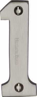 Click Here To Enlarge This Photo Of C1566 1-SN Heritage Brass Numeral 1 Face Fix 76mm &lpar;3"&rpar; Satin Nickel Finish