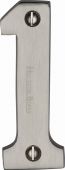 C1566 1-SN Heritage Brass Numeral 1 Face Fix 76mm &lpar;3"&rpar; Satin Nickel Finish