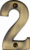 C1566 2-AT Heritage Brass Numeral 2 Face Fix 76mm &lpar;3"&rpar; Antique Brass Finish