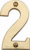 C1566 2-PB Heritage Brass Numeral 2 Face Fix 76mm &lpar;3"&rpar; Polished Brass Finish