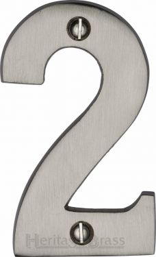 Click Here To Enlarge This Photo Of C1566 2-SN Heritage Brass Numeral 2 Face Fix 76mm &lpar;3"&rpar; Satin Nickel Finish
