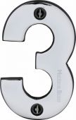 C1566 3-PC Heritage Brass Numeral 3 Face Fix 76mm &lpar;3"&rpar; Polished Chrome Finish