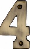C1566 4-AT Heritage Brass Numeral 4 Face Fix 76mm &lpar;3"&rpar; Antique Brass Finish