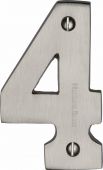 C1566 4-SN Heritage Brass Numeral 4 Face Fix 76mm &lpar;3"&rpar; Satin Nickel Finish