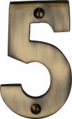 C1566 5-AT Heritage Brass Numeral 5 Face Fix 76mm &lpar;3"&rpar; Antique Brass Finish