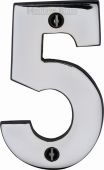 C1566 5-PC Heritage Brass Numeral 5 Face Fix 76mm &lpar;3"&rpar; Polished Chrome Finish