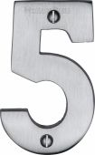 C1566 5-SC Heritage Brass Numeral 5 Face Fix 76mm &lpar;3"&rpar; Satin Chrome Finish