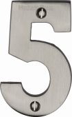 C1566 5-SN Heritage Brass Numeral 5 Face Fix 76mm &lpar;3"&rpar; Satin Nickel Finish