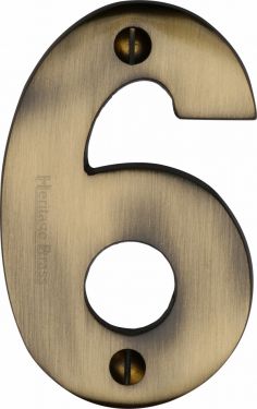 Click Here To Enlarge This Photo Of C1566 6-AT Heritage Brass Numeral 6 Face Fix 76mm &lpar;3"&rpar; Antique Brass Finish