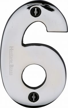 Click Here To Enlarge This Photo Of C1566 6-PC Heritage Brass Numeral 6 Face Fix 76mm &lpar;3"&rpar; Polished Chrome Finish