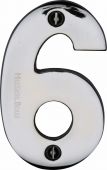 C1566 6-PC Heritage Brass Numeral 6 Face Fix 76mm &lpar;3"&rpar; Polished Chrome Finish