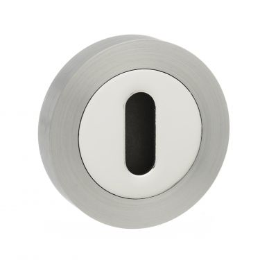 Click Here To Enlarge This Photo Of Atlantic - MESCKSNCP Mediterranean Key Escutcheons on Round Rose - Satin Nickel&sol;Polished Chrome