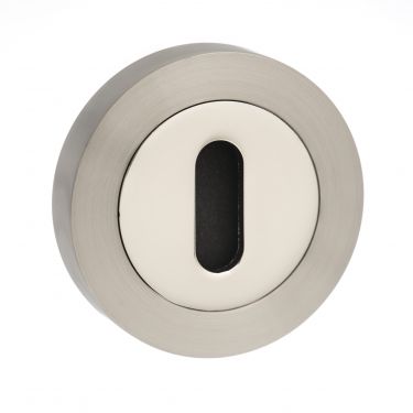 Click Here To Enlarge This Photo Of Atlantic - MESCKSNNP Mediterranean Key Escutcheons on Round Rose - Satin&sol;Polished Nickel
