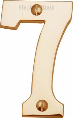 Click Here To Enlarge This Photo Of C1566 7-PB Heritage Brass Numeral 7 Face Fix 76mm &lpar;3"&rpar; Polished Brass Finish