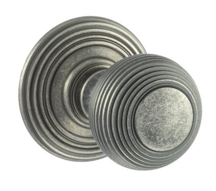 Click Here To Enlarge This Photo Of Atlantic - OE50RMKDS Old English 'Ripon' Solid Brass Reeded Mortice Knob on Concealed Fix Rose - Distressed Silver