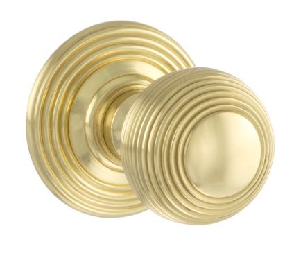 Click Here To Enlarge This Photo Of Atlantic - OE50RMKPB Old English 'Ripon' Solid Brass Reeded Mortice Knob on Concealed Fix Rose - Polished Brass