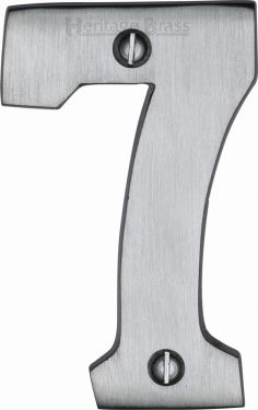 Click Here To Enlarge This Photo Of C1566 7-SC Heritage Brass Numeral 7 Face Fix 76mm &lpar;3"&rpar; Satin Chrome Finish