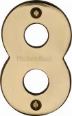 C1566 8-PB Heritage Brass Numeral 8 Face Fix 76mm &lpar;3"&rpar; Polished Brass Finish