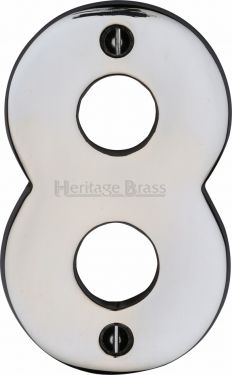 Click Here To Enlarge This Photo Of C1566 8-PC Heritage Brass Numeral 8 Face Fix 76mm &lpar;3"&rpar; Polished Chrome Finish
