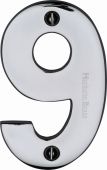 C1566 9-PC Heritage Brass Numeral 9 Face Fix 76mm &lpar;3"&rpar; Polished Chrome Finish