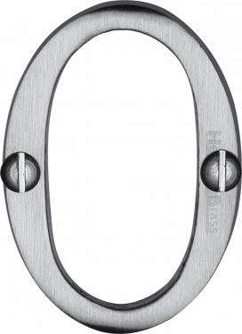 Click Here To Enlarge This Photo Of C1567 0-SC Heritage Brass Numeral 0 Face Fix 51mm &lpar;2"&rpar; Satin Chrome Finish