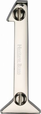 Click Here To Enlarge This Photo Of C1567 1-PNF Heritage Brass Numeral 1 Face Fix 51mm &lpar;2"&rpar; Polished Nickel Finish