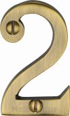 C1567 2-AT Heritage Brass Numeral 2 Face Fix 51mm &lpar;2"&rpar; Antique Brass Finish