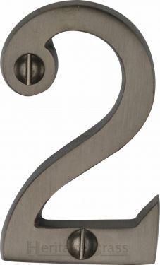 Click Here To Enlarge This Photo Of C1567 2-MB Heritage Brass Numeral 2 Face Fix 51mm &lpar;2"&rpar; Matt Bronze Finish