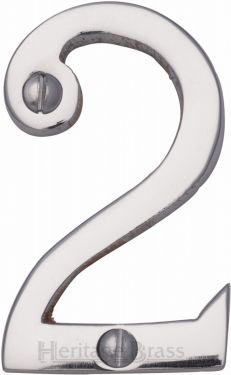 Click Here To Enlarge This Photo Of C1567 2-PC Heritage Brass Numeral 2 Face Fix 51mm &lpar;2"&rpar; Polished Chrome Finish