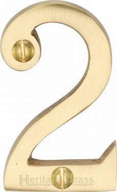 Click Here To Enlarge This Photo Of C1567 2-SB Heritage Brass Numeral 2 Face Fix 51mm &lpar;2"&rpar; Satin Brass Finish