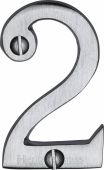 C1567 2-SC Heritage Brass Numeral 2 Face Fix 51mm &lpar;2"&rpar; Satin Chrome Finish