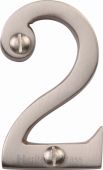C1567 2-SN Heritage Brass Numeral 2 Face Fix 51mm &lpar;2"&rpar; Satin Nickel Finish