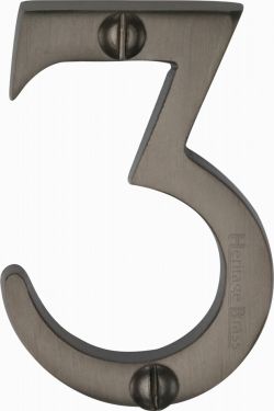 Click Here To Enlarge This Photo Of C1567 3-MB Heritage Brass Numeral 3 Face Fix 51mm &lpar;2"&rpar; Matt Bronze Finish